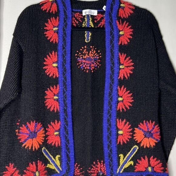 mfaboston llama/wool blend floral open cardigan - Picture 2 of 12